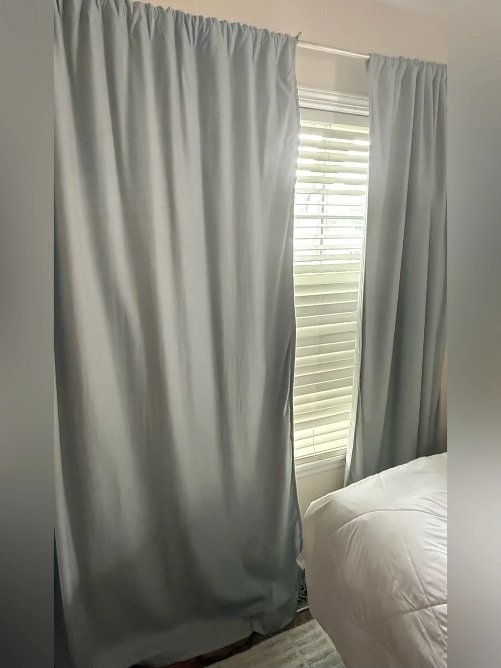 NWT SINGLE Pottery Barn Broadway Chambray Blue Blackout Curtain 50x84 in
